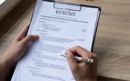 Student reviews their MBA resume